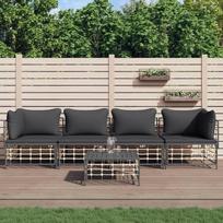 Svetainės baldų komplektas, svetainės sofų komplektai, sofa lova, 5 dalių sodo poilsio komplektas su pagalvėlėmis, antracitas, modulinė sofa iš poliaratano, modulinė sofa, lauko terasos baldai,
