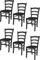 t m c s Tommychairs Venezia 6 kėdžių rinkinys, tinkamas virtuvei ir valgomajam, buko medienos konstrukcija, juodas anilinas ir medinė sėdynė