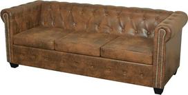 Tidyard Chesterfield sofa 3 sėdimųjų vietų Lounge odinė sofa Sofa sofos komplektas Derliaus sofa biuro sofa minkštų baldų stiliaus sofa sofos komplektas minkšta sofa dirbtinės odos rudos spalvos