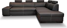 Tikros odos kampinė sofa "London II 5z" 275 x 200 cm Sofa-lova su lovos funkcija, lovos dėže, galvos atlošais ir šalto putplasčio paminkštinimu Tikros odos kampinė sofa juoda ir daugelio kitų spalvų (275 x 200 cm
