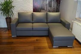 Tikros odos kampinė sofa Maljorka 245 x 170 cm Sofa-lova su lovos funkcija ir lovos dėže Tikros odos kampinė sofa