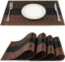 Tischsets, Tischsets und Untersetzer, 24er-Set, runde Mandala-Tischsets, wärmeisolierende Tischsets, waschbare, rutschfeste Gummi-Tischsets for den Esstisch in der Küche(Brown and Black)