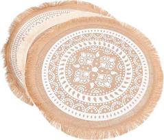 Toyvian 3 Stück Tischset mit Mandala Muster Runden Makramee Platzsets und Quasten Hitzebeständig Baumwoll Leinen für Esszimmer und Hochzeitstischdekoration