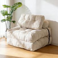 TWSOUL sulankstoma sofa lova, 2-in-1 velveto audinys, keičiama miegamoji kėdė su atlošu ir pagalvėle, nešiojama poilsio sofa, grindų sofa, taupanti vietą svetainėje, miegamajame, smėlio spalvos