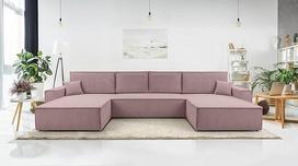 U formos sofa su miego funkcija - "Cedria U" 389 cm, levandų spalvos