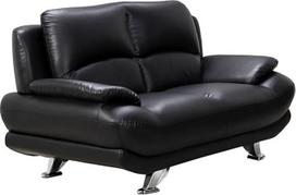 Unikali juoda dirbtinės odos 2 vietų sofa