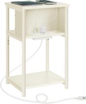 VASAGLE Beistelltisch mit Ladestation, 3stöckiger Beistelltisch mit USB-Anschlüssen und Steckdosen, Nachttisch für Wohnzimmer, Schlafzimmer, 30 x 34 x 58 cm, Punktserie