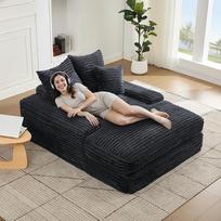 Velveto velveto sofa, 137 x 175 cm, miegamojo gultas ir šezlongas svetainei, dvivietė sofa, itin patogi sofa gulėjimui, tempimui ir atsipalaidavimui, pilka