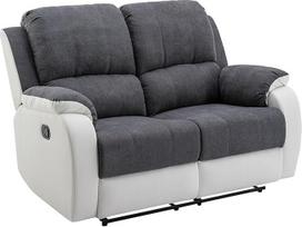 Vente-unique - Atpalaiduojamoji sofa 2 sėdimų vietų - mikropluoštas ir dirbtinė oda - pilka ir balta - Brody