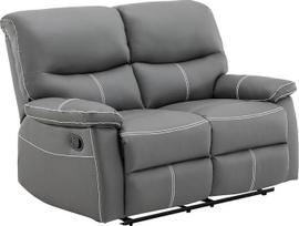 Vente-unique - "Canby" 2 vietų sofa su atlošiamais krėslais - dirbtinė oda - pilka