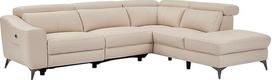 Vente-unique - Kampinė sofa su elektrine atpalaidavimo funkcija - dešinysis kampas - oda - kreminė - FORLO
