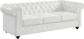 Vente-unique - Odinė 3 vietų sofa - Balta - Chesterfield