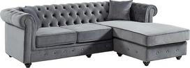 Vente-unique Chesterfield kampinė sofa - Velvetas - Antracitas - Toledo