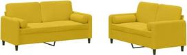 vidaXL 2 dalių sofos komplektas, fotelis sofa su pagalvėle, sofa svetainės sofa su porankiais, sofos komplektas, dizainerio sofa, sėdimieji baldai, minkšti baldai, geltonas aksomas