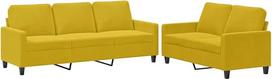 vidaXL 2 dalių sofos komplektas, fotelis sofa su pagalvėle, sofa svetainės sofa su porankiais, sofos komplektas, dizainerio sofa, sėdimieji baldai, minkšti baldai, geltonas aksomas