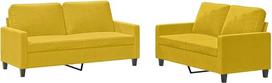 vidaXL 2 dalių sofos komplektas, fotelis sofa su pagalvėle, sofa svetainės sofa su porankiais, sofos komplektas, dizainerio sofa, sėdimieji baldai, minkšti baldai, geltonas aksomas
