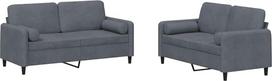 vidaXL 2 dalių sofos komplektas, fotelis-lovas su pagalve, sofa svetainės sofa su porankiais, sofos komplektas, dizainerio sofa, sėdimieji baldai, minkšti baldai, tamsiai pilkas aksomas