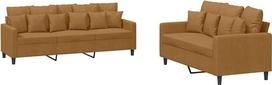 vidaXL 2 dalių sofos komplektas, fotelis-lovas su pagalvėle, sofa svetainės sofa su porankiais, sofos komplektas, dizainerio sofa, sėdimieji baldai, minkšti baldai, rudas aksomas