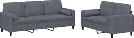 vidaXL 2 dalių sofos komplektas, fotelis-lovas su pagalve, sofa svetainės sofa su porankiais, sofos komplektas, dizainerio sofa, sėdimieji baldai, minkšti baldai, tamsiai pilkas aksomas