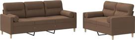 vidaXL 2 dalių sofos komplektas, fotelis-lovas su pagalvėle, sofa svetainės sofa su porankiais, sofos komplektas, dizainerio sofa, sėdimieji baldai, minkšti baldai, rudas audinys