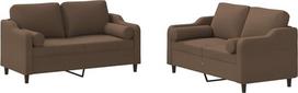vidaXL 2 dalių sofos komplektas, fotelis-lovas su pagalvėle, sofa svetainės sofa su porankiais, sofos komplektas, dizainerio sofa, sėdimieji baldai, minkšti baldai, rudas audinys