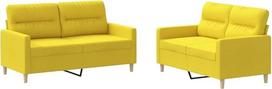 vidaXL 2 dalių sofos komplektas, fotelis-lovas su pagalvėle, sofa svetainės sofa su porankiais, sofos komplektas, dizainerio sofa, sėdimieji baldai, minkšti baldai, šviesiai geltonas audinys