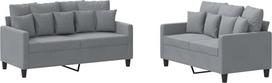 vidaXL 2 dalių sofos komplektas, fotelis-lovas su pagalvėle, sofa svetainės sofa su porankiais, sofos komplektas, dizainerio sofa, sėdimieji baldai, minkšti baldai, šviesiai pilkas audinys