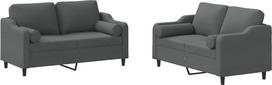 vidaXL 2 dalių sofos komplektas, fotelis-lovas su pagalvėle, sofa svetainės sofa su porankiais, sofos komplektas, dizainerio sofa, sėdimieji baldai, minkšti baldai, tamsiai pilkas audinys