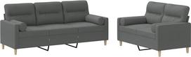vidaXL 2 dalių sofos komplektas, fotelis-lovas su pagalvėle, sofa svetainės sofa su porankiais, sofos komplektas, dizainerio sofa, sėdimieji baldai, minkšti baldai, tamsiai pilkas audinys
