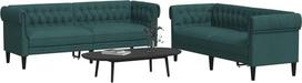 vidaXL 2 dalių sofos komplektas, svetainės sofa, svetainės sofa, minkšta sofa su atraminėmis kojomis, sofos komplektas, sėdimieji baldai, modernus, tamsiai žalias audinys