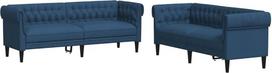 vidaXL 2 dalių sofos komplektas, svetainės sofa, svetainės sofa, minkšta sofa su atraminėmis kojomis, sofos komplektas, sėdimieji baldai, modernus, mėlynas audinys
