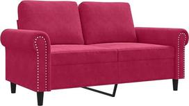 vidaXL 2 vietų sofa, sofa su metaliniu rėmu, atlošo pagalvėlė, atpalaiduojanti sofa svetainei, minkšta sofa, aksominė sofa, dviejų vietų sofa, vyno raudona