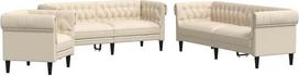 vidaXL 3 dalių sofos komplektas, fotelis, svetainės sofa, svetainės sofa, minkšta sofa su atraminėmis kojomis, sofos komplektas, sėdimoji dalis, modernus, kreminis audinys