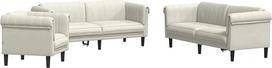 vidaXL 3 dalių sofos komplektas, fotelis, svetainės sofa, svetainės sofa, minkšta sofa su atraminėmis kojomis, sofos komplektas, sėdimoji dalis, modernus, kreminis aksomas