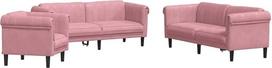 vidaXL 3 dalių sofos komplektas, fotelis, svetainės sofa, svetainės sofa, minkšta sofa su atraminėmis kojomis, sofos komplektas, sėdimoji dalis, modernus, rožinis aksomas