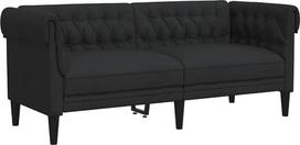vidaXL Chesterfield sofa 2 sėdimų vietų, sofa su porankiais, atlošo atramos kojos, minkšta sofa gyvenamajam kambariui, sofos komplektas, modernus, juodas audinys