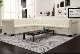 VidaXL Chesterfield kampinis baldas 6 vietos Cuir artificiel Blanc