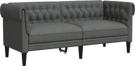 vidaXL Chesterfield sofa 2 sėdimų vietų, sofa su porankiais, atlošo atramos kojos, minkšta sofa gyvenamajam kambariui, sofos komplektas, modernus, tamsiai pilkas audinys