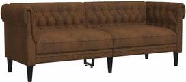 vidaXL Chesterfield sofa, minkšta sofa su 3 sėdimomis vietomis ir atraminėmis kojelėmis, svetainės sofos dizainas, sofa svetainei, sofa svetainei, rudas audinys