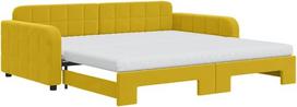 vidaXL dienos lova, išskleidžiama sofa lova su čiužiniais, sofa lova, svečių lova miegamajame, svetainėje, sofa lova, lagamininė lova, geltona, 100 x 200 cm, aksomas
