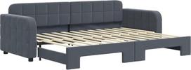 vidaXL dienos lova, išskleidžiama sofa lova su skersiniu rėmu, sofa lova, svečių lova miegamajame, svetainėje, sofa lova, lagamininė lova, tamsiai pilka, 80 x 200 cm, aksomas