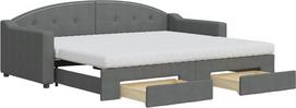 vidaXL Dienos lova, išskleidžiama sofa lova su stalčiais, čiužiniai, sofa lova, svečių lova miegamajame, svetainėje, sofa lova, ištraukiama lova, tamsiai pilka, 90 x 200 cm audinys