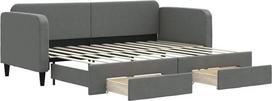 vidaXL Dienos lova, išskleidžiama sofa lova su stalčiais, sofa lova, svečių lova miegamajame, svetainėje, sofa lova, lagamininė lova, tamsiai pilka, 80 x 200 cm audinys