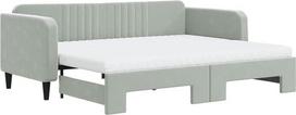 vidaXL dienos lova, išskleidžiama sofa-lova su čiužiniais, svečių lova, sofa-lova miegamajam, svetainei, išskleidžiama sofa-lova, šviesiai pilka, 90 x 200 cm, aksomas
