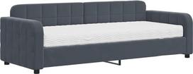 vidaXL Dienos lova, sofa lova su čiužiniu, sofa lova svečių lova su skersiniu rėmu, sofa lova miegamajam, svetainei, tamsiai pilka, 80 x 200 cm, aksomas