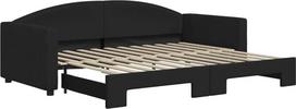 vidaXL Dienos lova, sofa lova, išskleidžiama, svečių lova, miegamojo sofa lova, svetainė, ištraukiama lova, sofa lova, modernus dizainas, juodas 90 x 200 cm audinys