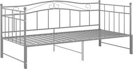 vidaXL Išskleidžiama sofos lovos rėmas Sofos lova Dienos lova Sofos lova Svečių lova Metalinė lova Sofos kušetė Pilka Metalinė 90 x 200 cm