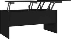 vidaXL Kavos staliukas Reguliuojamo aukščio kavos staliukas Šoninis staliukas Svetainės staliukas Sofos staliukas su laikymo vieta Juoda 102 x 50,5 x 46,5 cm Medienos medžiaga