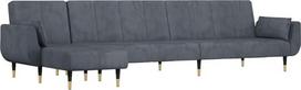 vidaXL L formos sofa-lova, kampinė sofa su miego funkcija, sofa-lova gyvenamajame kambaryje, sofa-lova kampinė sofa, aksominė sofa, tamsiai pilkas aksomas