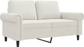 vidaXL sofa 2 sėdimos vietos, sofa su metaliniu rėmu, atpalaiduojanti sofa gyvenamajam kambariui, minkšta sofa, aksominė sofa, dvivietė poilsio sofa, kreminis aksomas